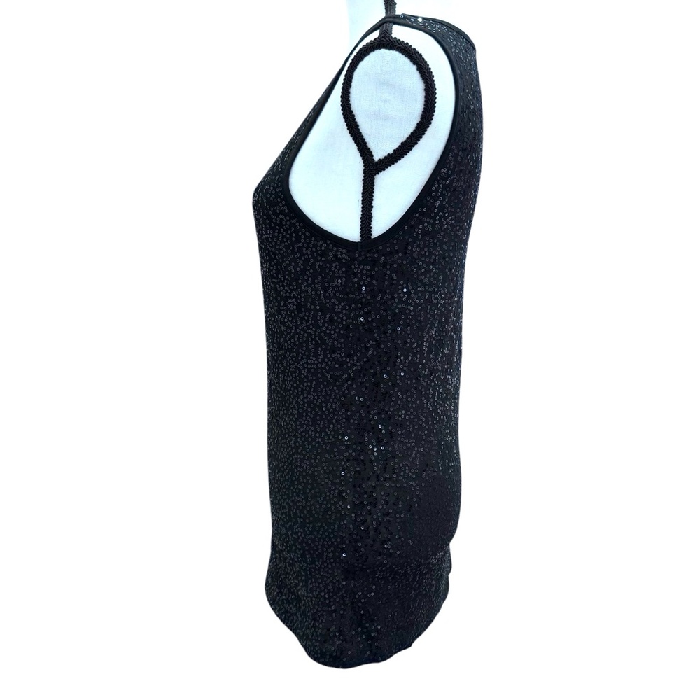 DKNY BLACK SEQUINS SCOOP NECK SLEEVELESS COTTON TOP - Picture 7 of 12